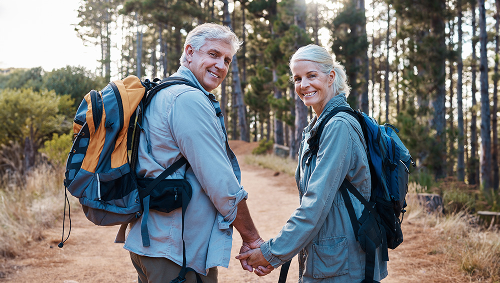 A couple hiking